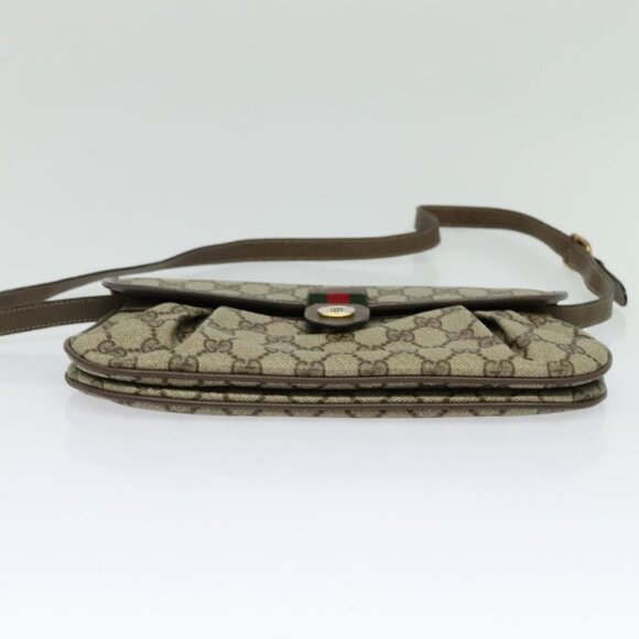 GUCCI GG Supreme Web Sherry Line Bag PVC Beige Gold - Picture 11 of 16